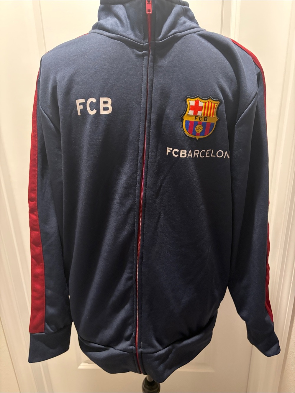 FCB Barcelona Men's Navy Zip-Up Track Jacket